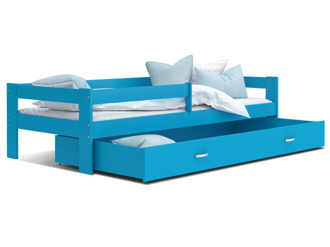 Łóżko pojedyncze z barierką dziecięce niebieskie TACO