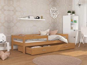 Miniaturka 25 - Łóżko pojedyncze z barierką dziecięce z pojemnikiem olchowe aranż TACO