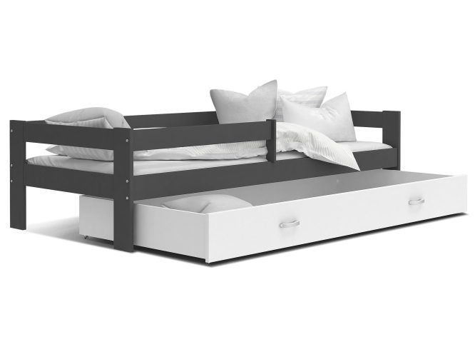 Łóżko pojedyncze z barierką dziecięce biało szare TACO