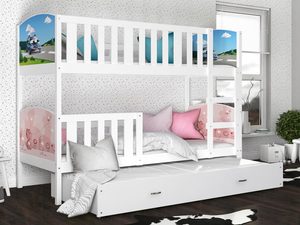 Miniaturka 4 - Łóżko dziecięce z szufladą biel-grafika aranżacja SONIO 3