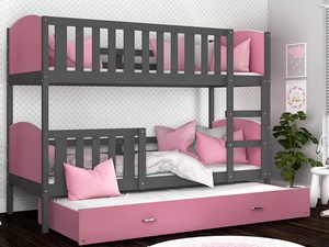 Miniaturka 7 - Łóżko dziecięce z szufladą szary-róż aranżacja SONIO 3