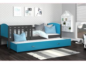 Miniaturka 17 - Niebieskie łóżko dziecięce z praktyczną szufladą i kolorowymi akcentami