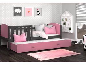 Miniaturka 18 - Różowe łóżko dziecięce z pojemną szufladą i kolorowymi poduszkami do pokoju dziecięcego