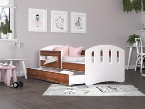 Miniaturka 30 - Łóżko dziecięce z białym frontem i korpusem w kolorze orzech