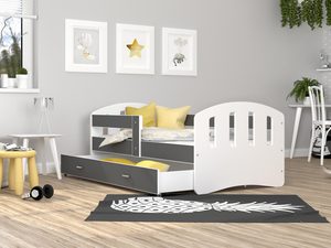 Miniaturka 32 - Białe łóżko młodzieżowe z szarymi elementami w pokoju