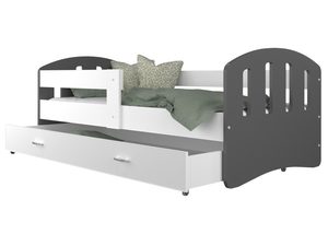 Miniaturka 6 - Dziecięce łóżko z szufladą aranżacja szary biały HAPPY