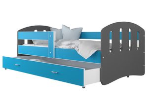 Miniaturka 8 - Dziecięce łóżko z szufladą aranżacja szary niebieski HAPPY