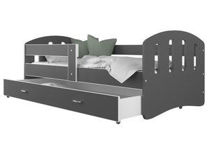 Miniaturka 4 - Dziecięce łóżko z szufladą aranżacja szary biały HAPPY