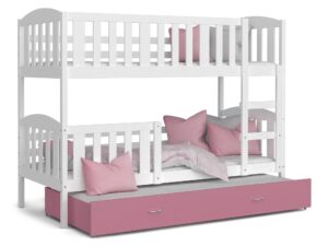 Miniaturka 8 - Piętrowe łóżko dla dzieci biało różowe VISPO 3