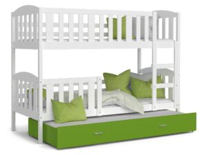 Miniaturka 6 - Piętrowe łóżko dla dzieci biało zielone VISPO 3