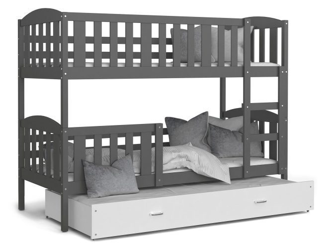 Piętrowe łóżko dla dzieci szaro białe VISPO 3