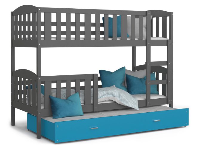 Piętrowe łóżko dla dzieci szaro niebieskie VISPO 3