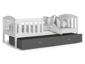 Miniaturka 3 - Biało szare łóżko dla dziecka z wysuwaną szufladą VISPO 2