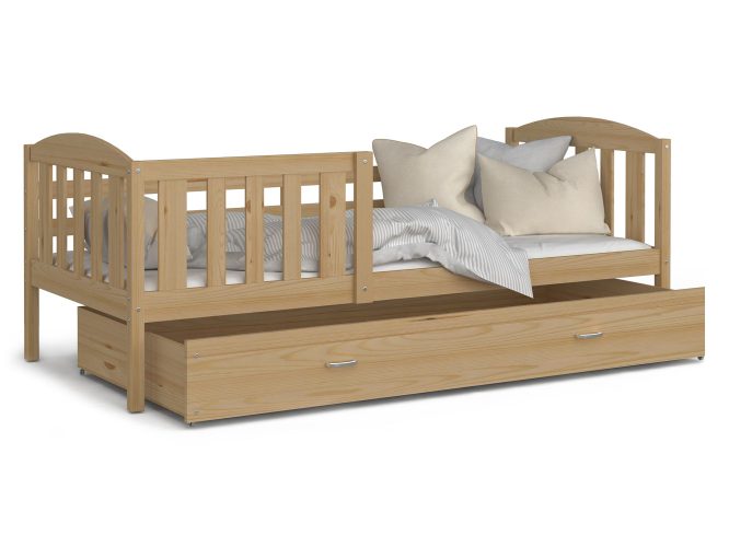 Sosnowe łóżko dla dziecka z wysuwaną szufladą VISPO 2