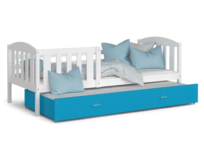 Łóżko dla dziecka z barierką biało niebieskie VISPO 2