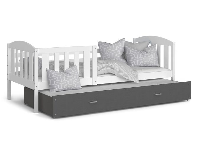 Łóżko dla dziecka z barierką biało szare VISPO 2