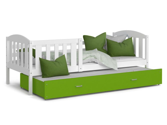Łóżko dla dziecka z barierką biało zielone VISPO 2