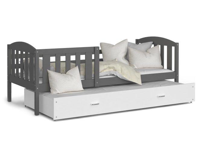 Łóżko dla dziecka z barierką szaro białe VISPO 2