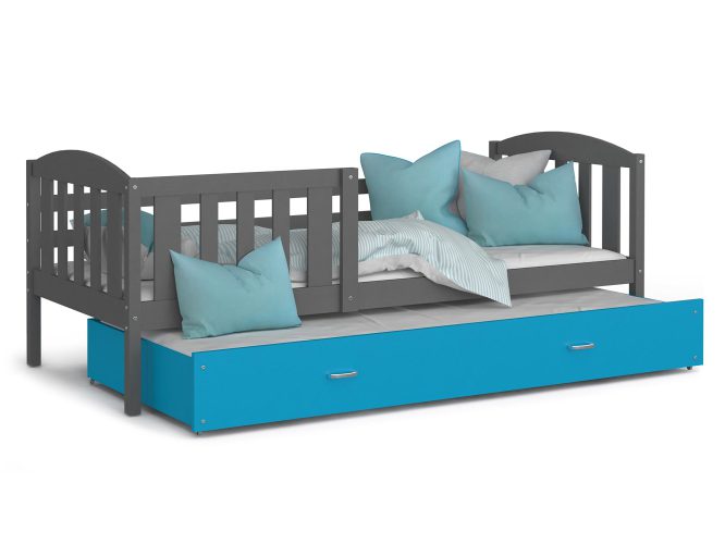 Łóżko dla dziecka z barierką szaro niebieskie VISPO 2