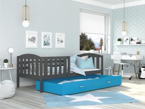 Miniaturka 16 - Szaro niebieskie łóżko z wysuwaną szufladą do pokoju dziecięcego VISPO 2