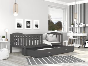 Miniaturka 15 - Szare łóżko z wysuwaną szufladą do pokoju dziecięcego VISPO 2