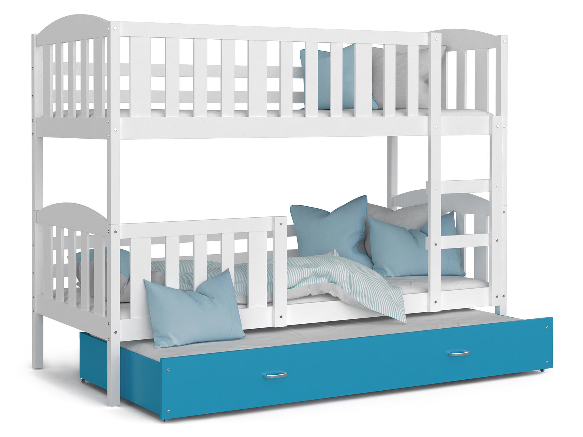 Piętrowe łóżko dla dzieci biało niebieskie VISPO 3