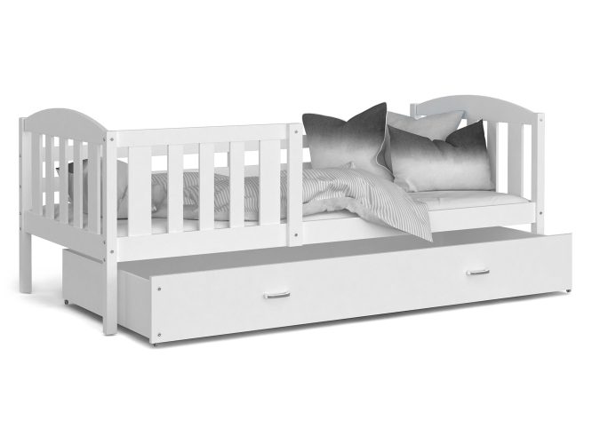 Białe łóżko dla dziecka z wysuwaną szufladą VISPO 2