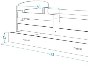 Miniaturka 30 - Łóżko dla dziecka 140x80 z pojemnikiem na pościel FELICITY