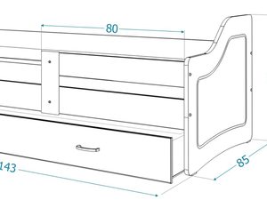 Miniaturka 13 - Łóżko 80x140 parterowe z szufladą na pościel SWING