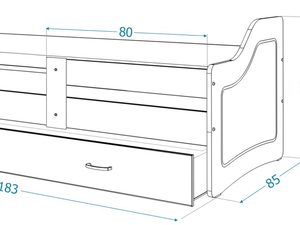Miniaturka 15 - Łóżko 80x180 parterowe z szufladą na pościel SWING