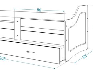 Miniaturka 16 - Łóżko 80x200 parterowe z szufladą na pościel SWING