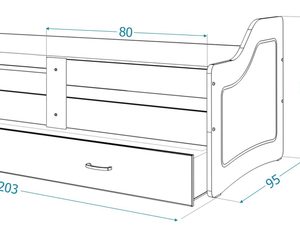Miniaturka 20 - Łóżko 90x200 parterowe z szufladą na pościel SWING