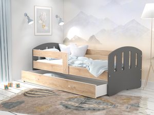 Miniaturka 23 - Dziecięce łóżko z szufladą aranżacja szary dąb sonoma HAPPY