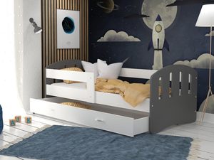 Miniaturka 24 - Dziecięce łóżko z szufladą aranżacja szary biały HAPPY