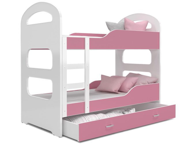 Łóżko dziecięce piętrowe biało-różowe FIROME