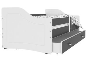 Miniaturka 5 - Łóżko parterowe z szufladą na pościel biało-szare SWING