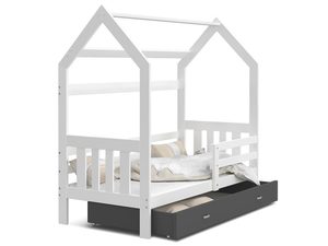 Miniaturka 7 - Łóżko domek z szufladą biało szare ikonka RICOS 2