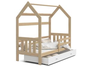 Miniaturka 5 - Łóżko domek z szufladą biało sosnowe ikonka RICOS 2