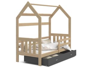 Miniaturka 8 - Łóżko domek z szufladą sosnowe szare ikonka RICOS 2