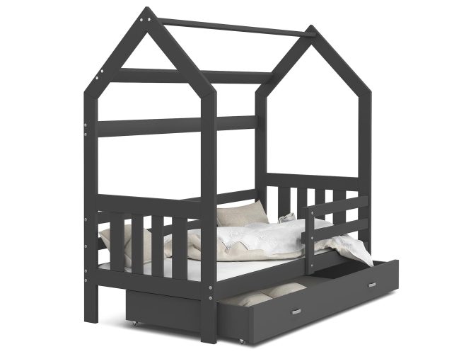 Łóżko domek z szufladą szare ikonka RICOS 2