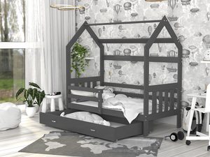 Miniaturka 33 - Łóżko domek z szufladą aranżacja szaro RICOS 2