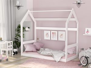 Miniaturka 3 - Drewniane łóżko domek białe aranż RICOS