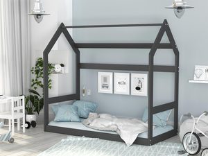 Miniaturka 6 - Drewniane łóżko domek grafit aranżacja RICOS