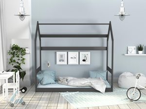 Miniaturka 5 - Drewniane łóżko domek grafit aranż RICOS