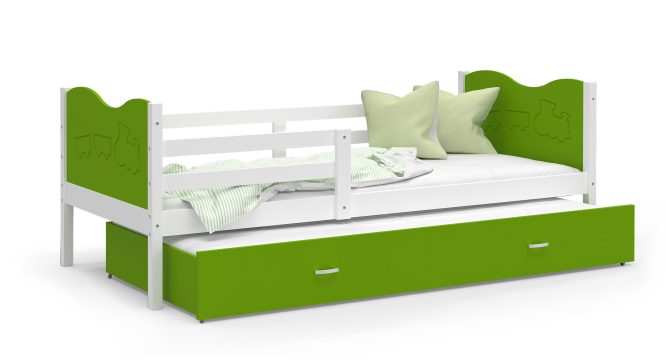 Łóżko dziecięce z materacem biel-zieleń aranżacja CUPI P2