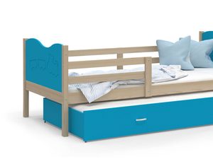 Miniaturka 4 - Łóżko dziecięce z materacem sosna-błękit aranżacja CUPI P2