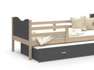 Miniaturka 6 - Łóżko dziecięce z materacem sosna-szary aranżacja CUPI P2