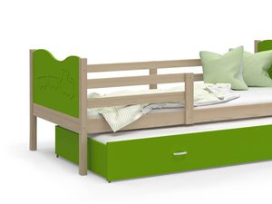 Miniaturka 1 - Łóżko dziecięce z materacem sosna-zieleń aranżacja CUPI P2