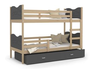 Miniaturka 11 - Łóżko piętrowe dla dziecka sosna-szary białe tło CUBI
