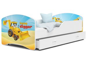 Miniaturka 2 - Łóżko dla chłopca z grafiką koparka i szufladą NORTON